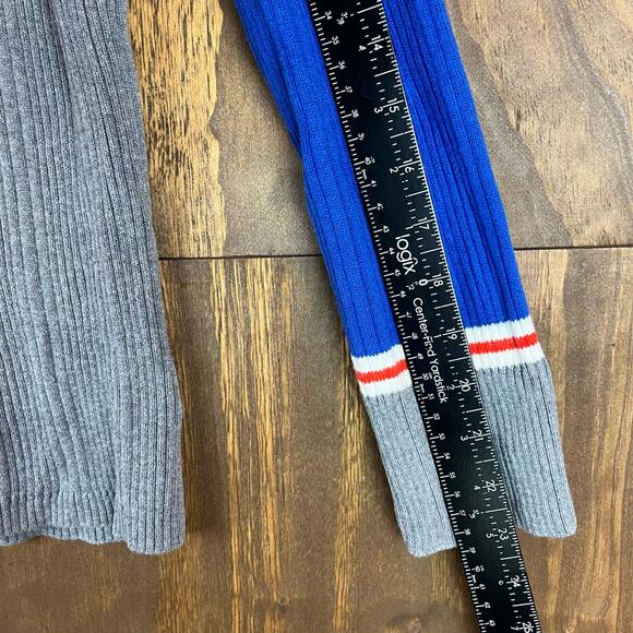 Eddie Bauer Womens Sweater Blue Gray Cardigan Full Zip Colorblock Ribbed M - Picture 8 of 13